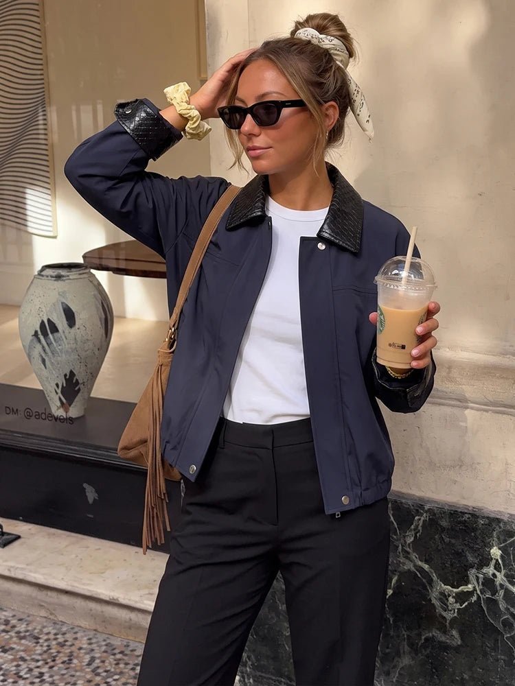 Naomi Contrast Collar Bomber Jacket