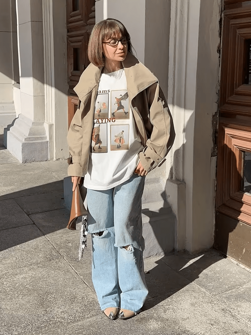 Natalie High Funnel Neck Cropped Trench Jacket