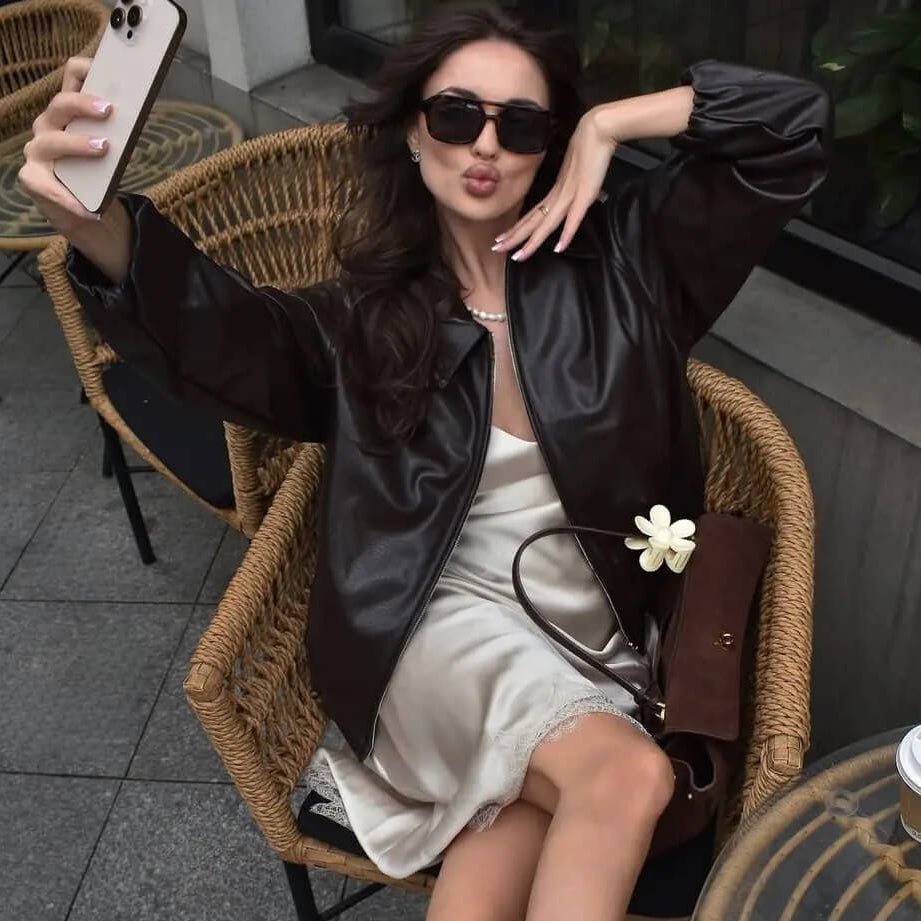 Sienna Faux Leather Bomber Jacket