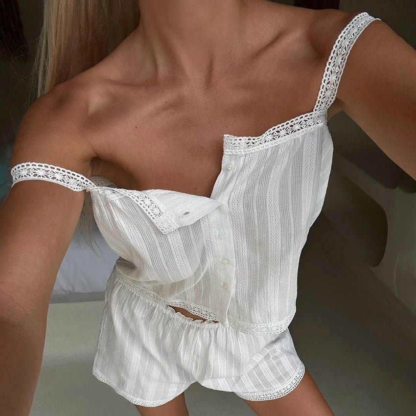 Bianca Lace Trim Pajama Short Set