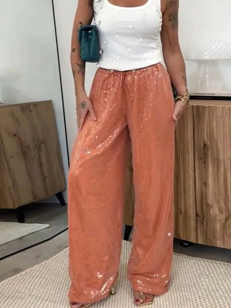 Margot Sequin Wide-Leg Trousers