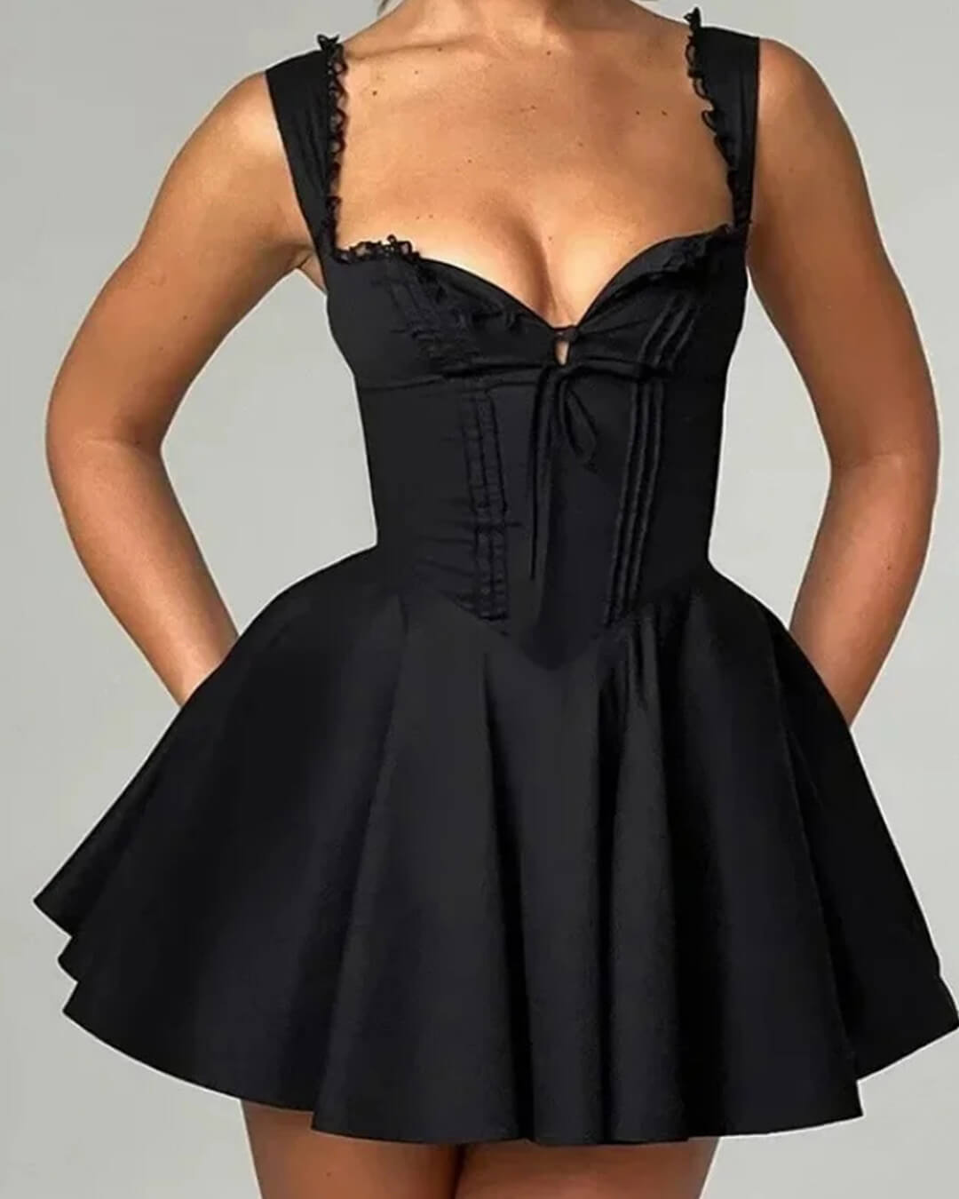 Evelyn Lace-Up Back Mini Dress