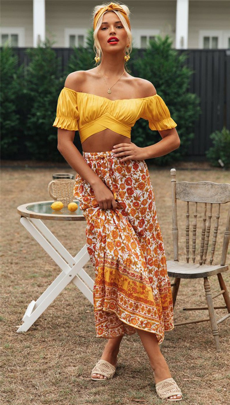 Leah Flowing Puff Sleeve Crop Top
