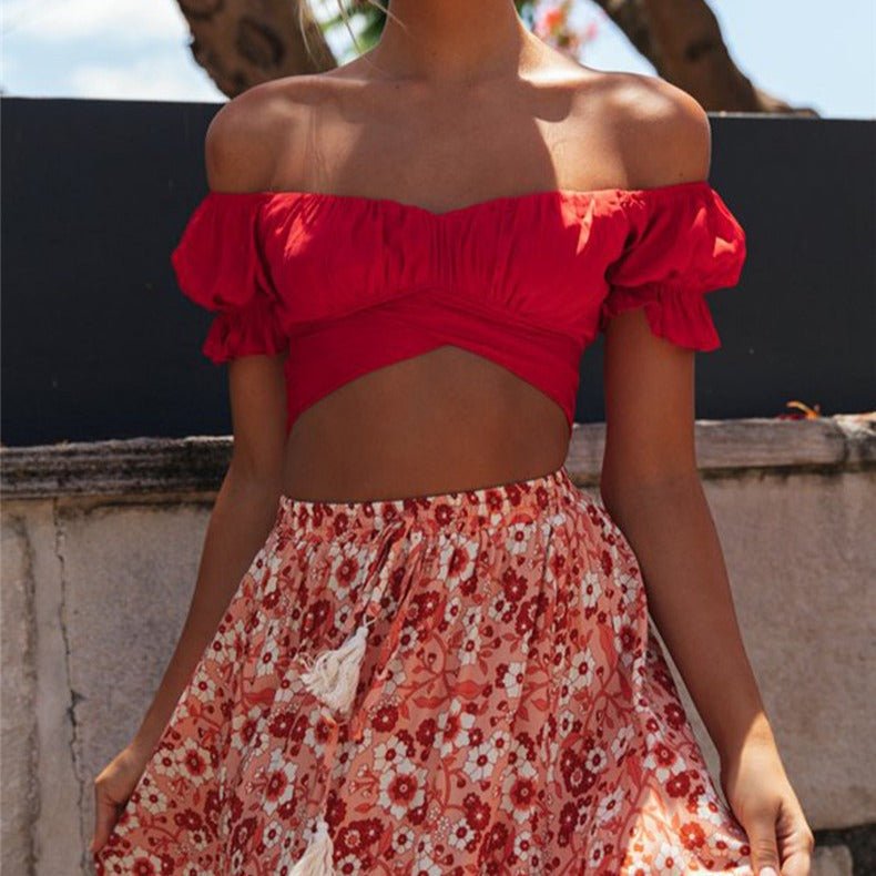 Leah Flowing Puff Sleeve Crop Top