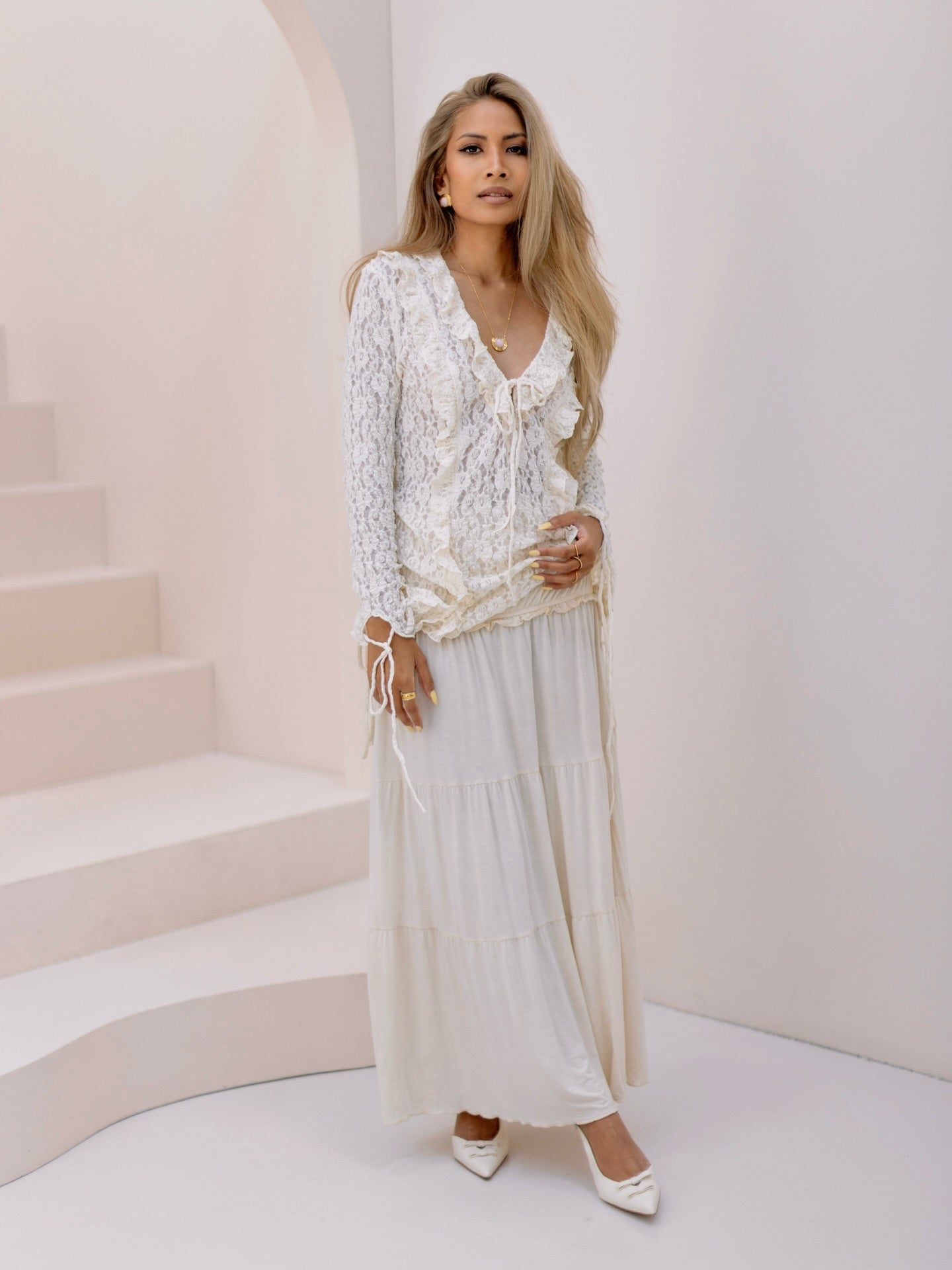 Audrey Layered Lace Collar Top