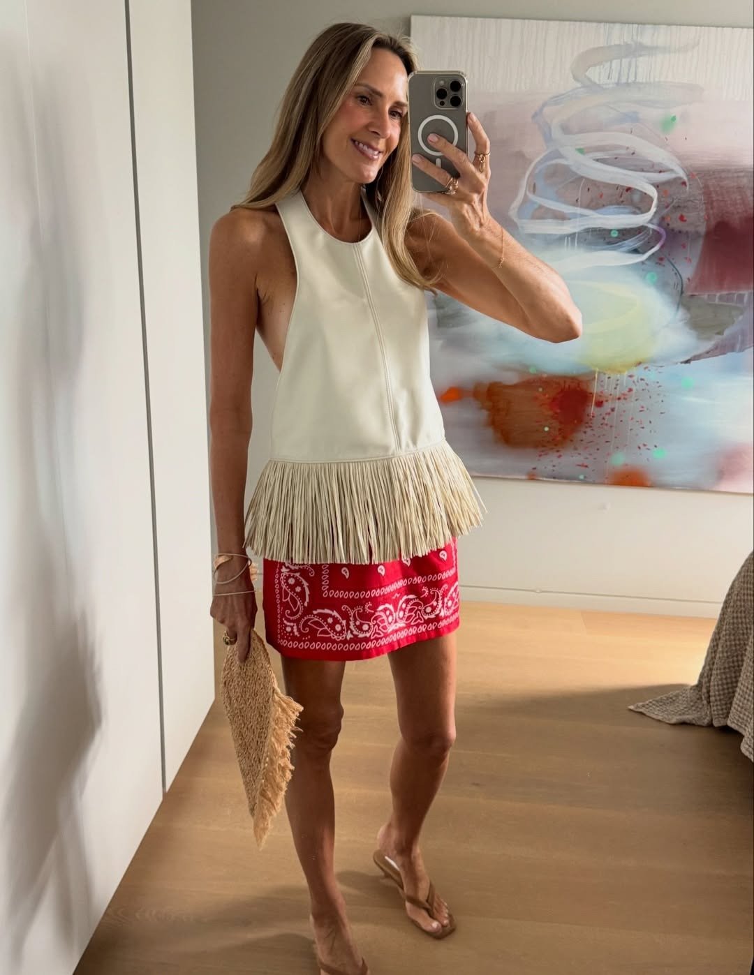 Gina Faux Leather Fringe Halter Top
