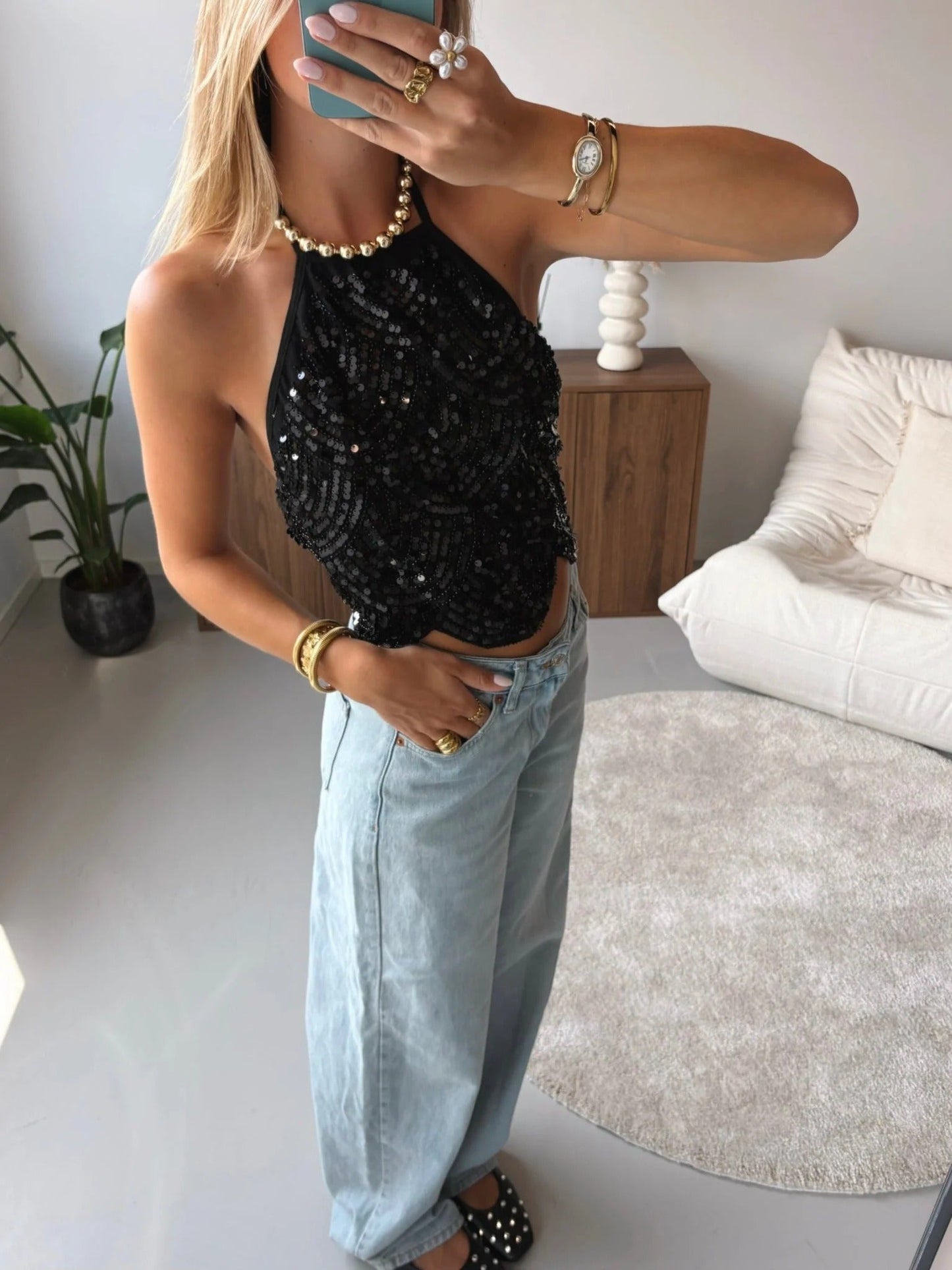 Valerie Sequin Halter Top