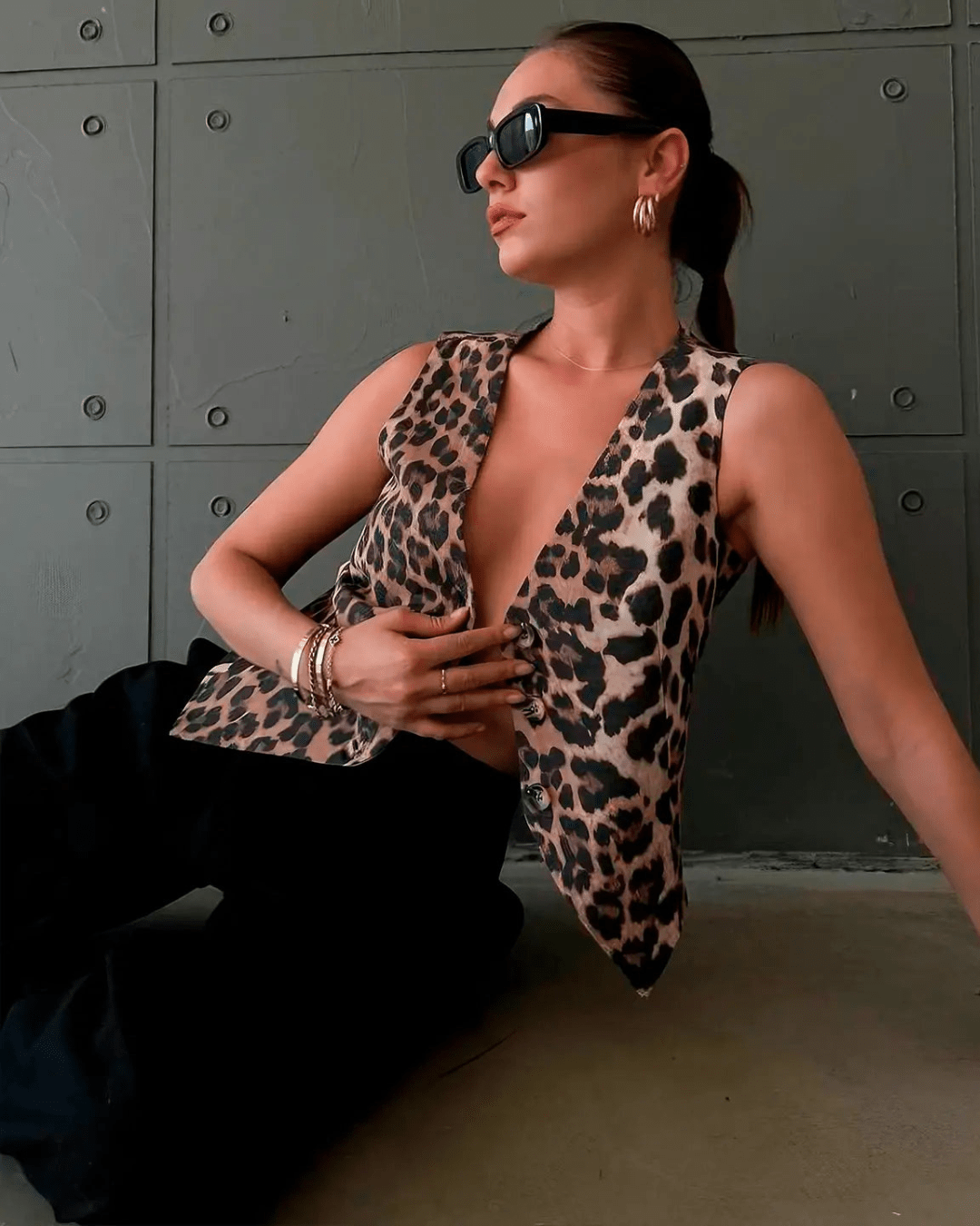 Monica Leopard Print Vest