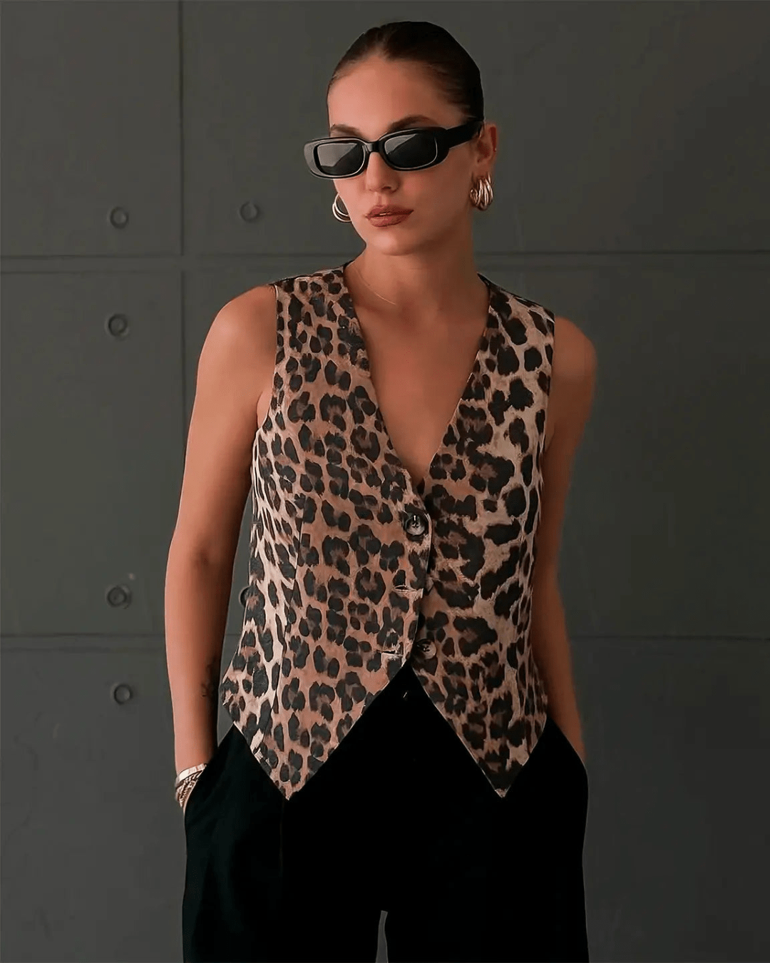 Monica Leopard Print Vest