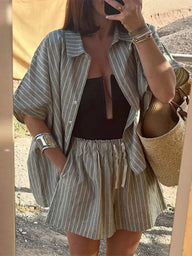 Alexis Boxy Striped Shirt Short Set