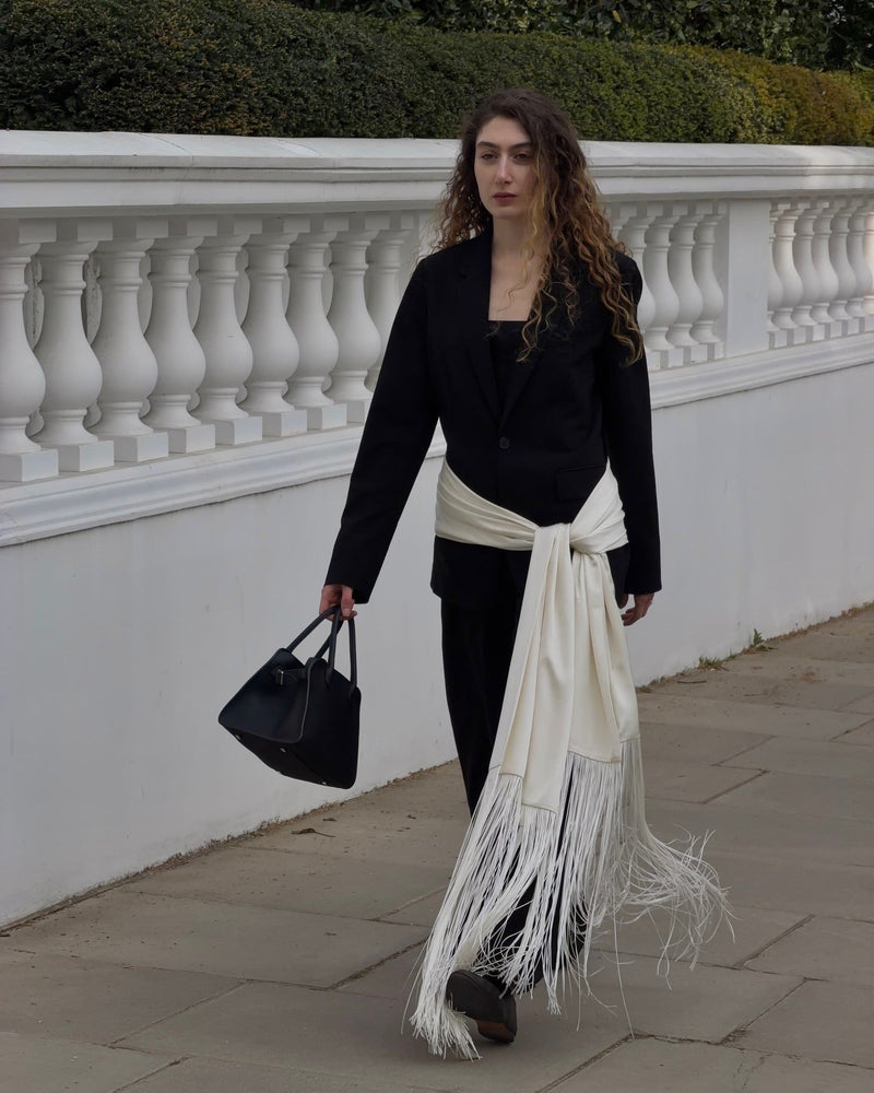 ZEYA - Amelie Fringe Tassel Satin Scarf Belt