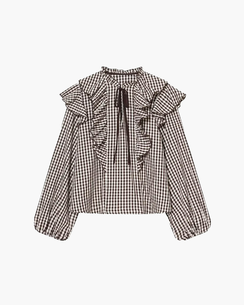 Amelie Gingham Ruffle Blouse