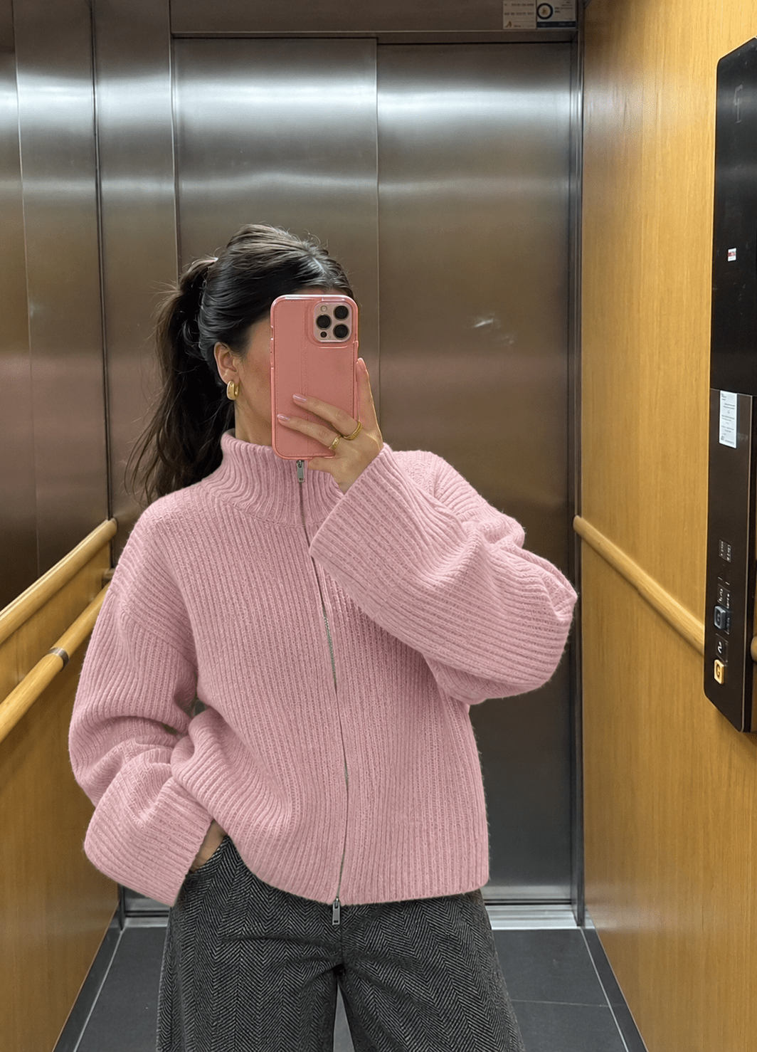ZEYA - Angela Oversized Ribbed Zip-Up Sweater