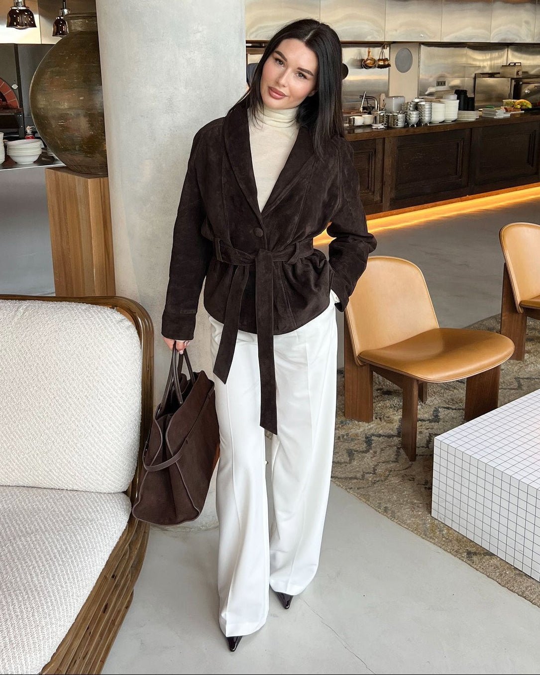 ZEYA - Annie Belted Suede Trench Coat