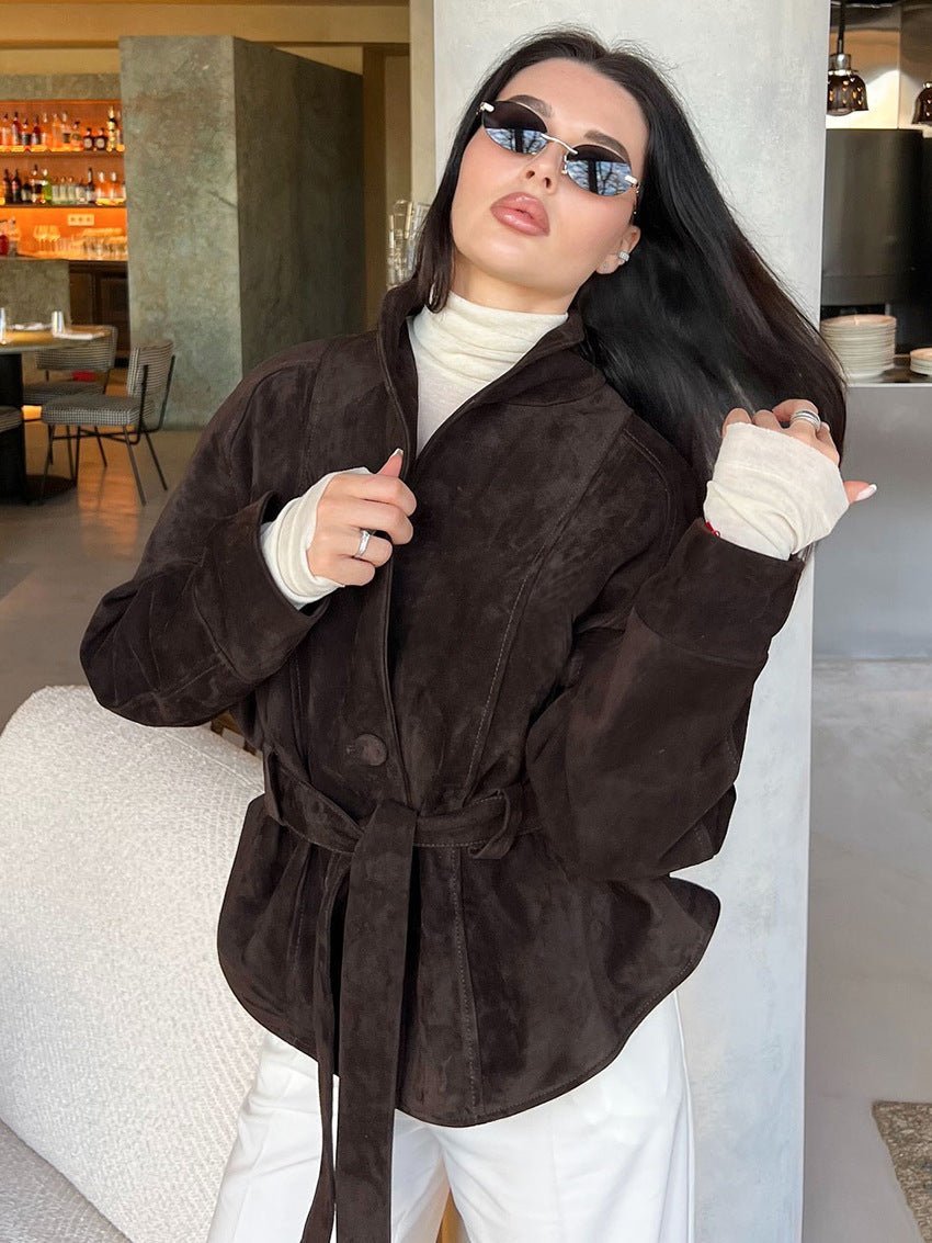 ZEYA - Annie Belted Suede Trench Coat