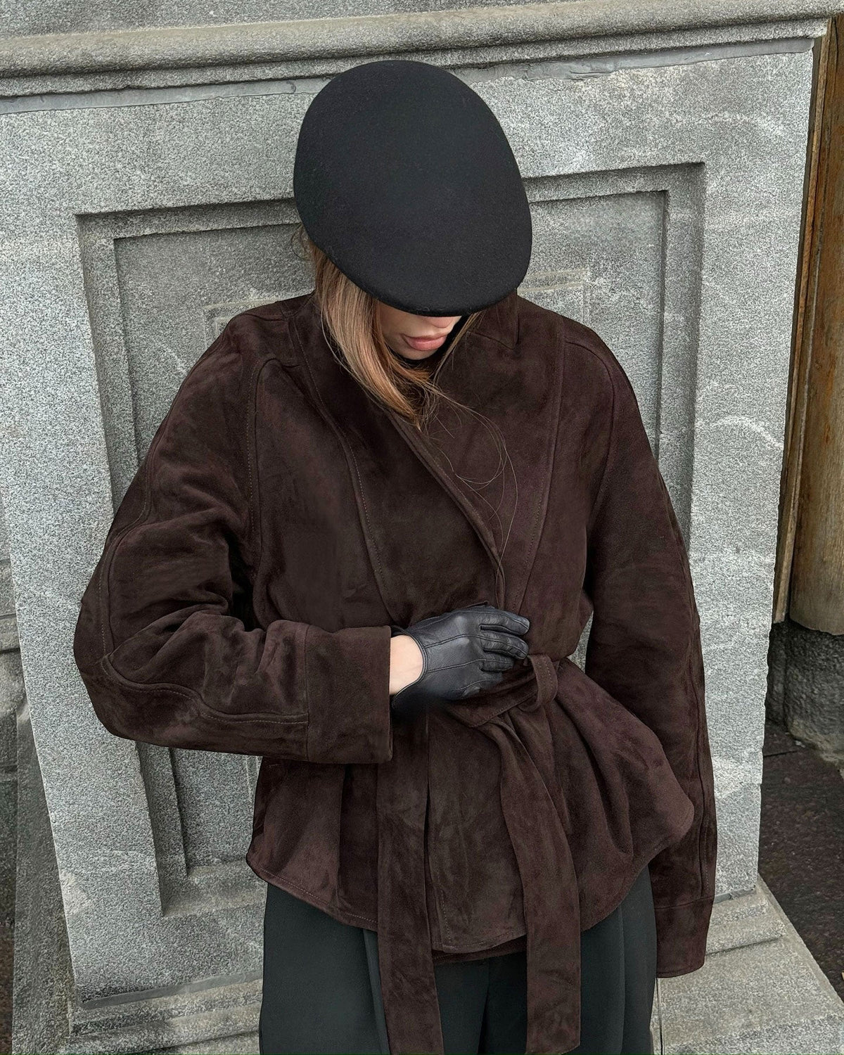ZEYA - Annie Belted Suede Trench Coat