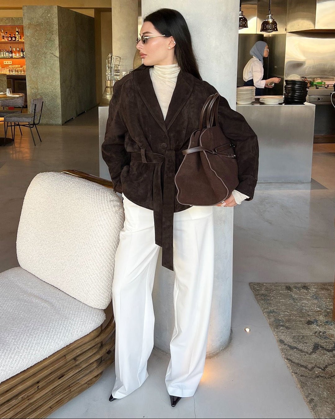 ZEYA - Annie Belted Suede Trench Coat