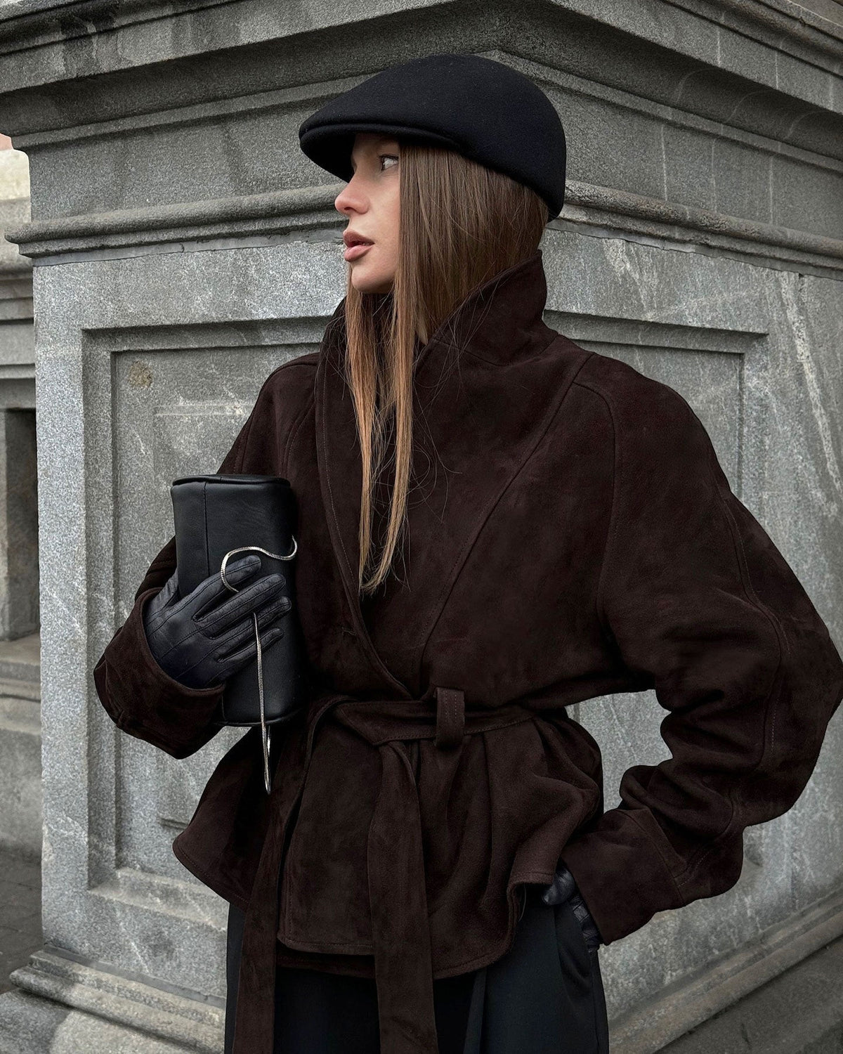 ZEYA - Annie Belted Suede Trench Coat