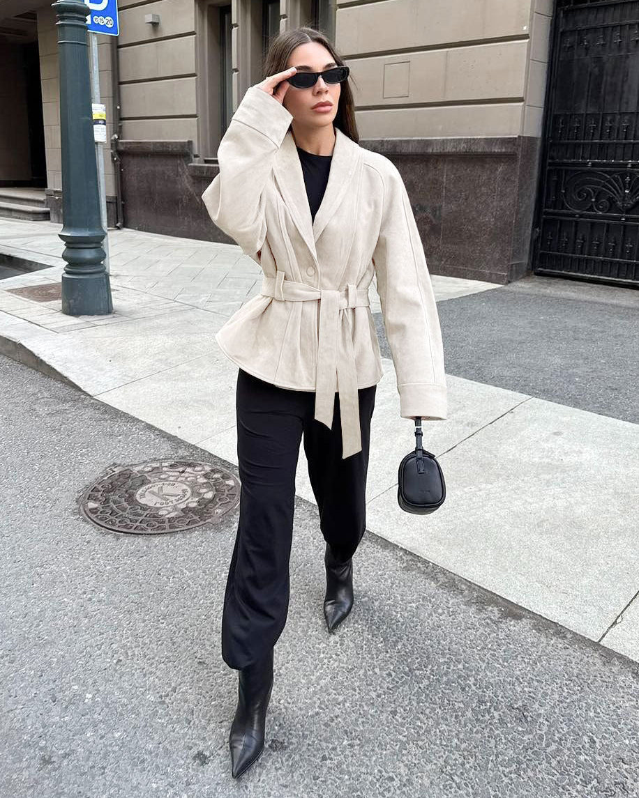 ZEYA - Annie Belted Suede Trench Coat