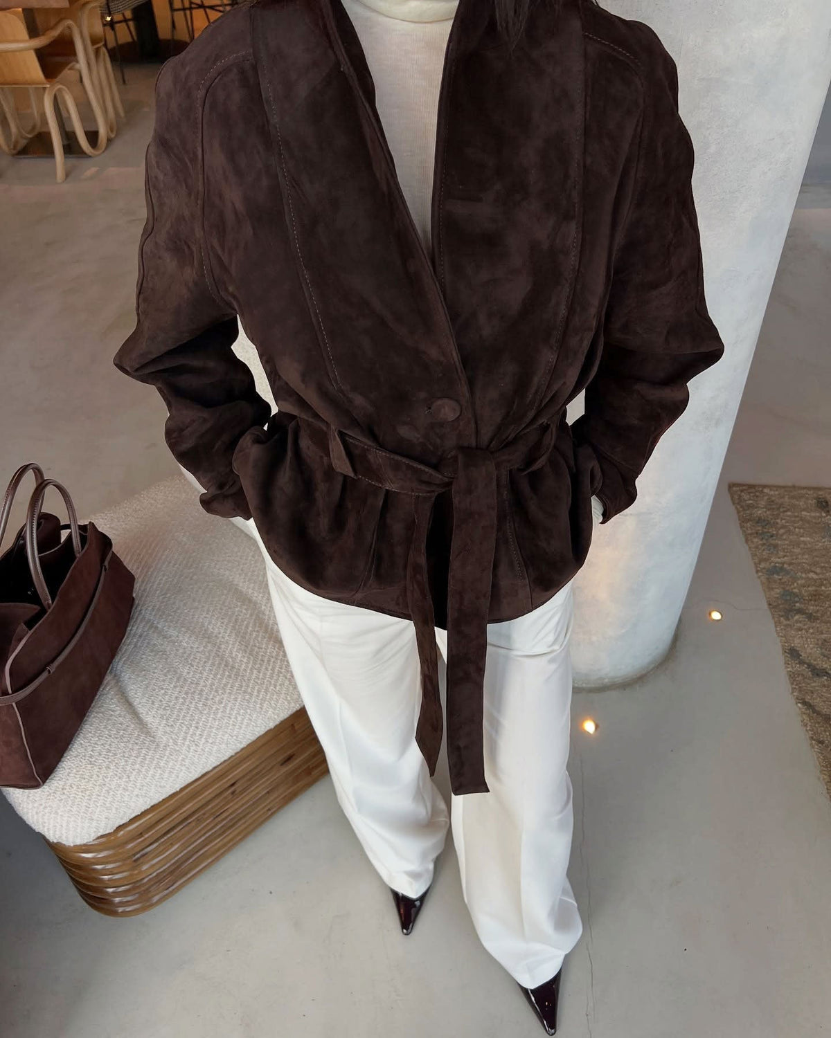 ZEYA - Annie Belted Suede Trench Coat