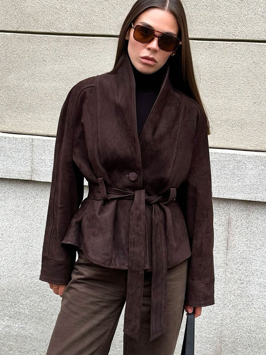 ZEYA - Annie Belted Suede Trench Coat