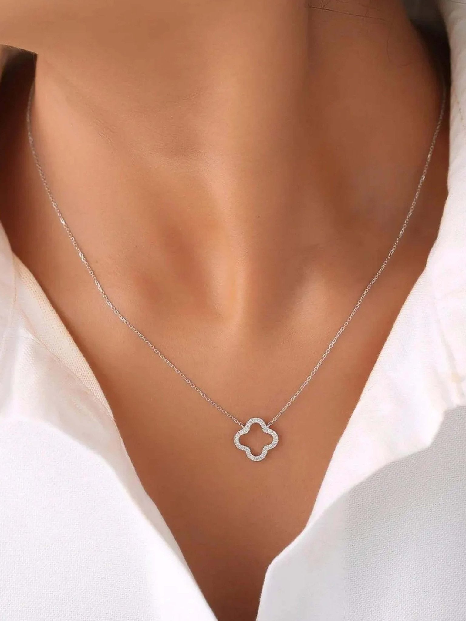 ZEYA - Aurora Clover Zirconia Necklace