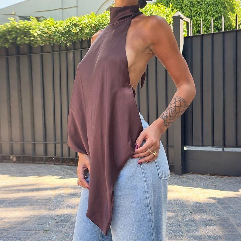 ZEYA - Ava Backless Halter Silk Top