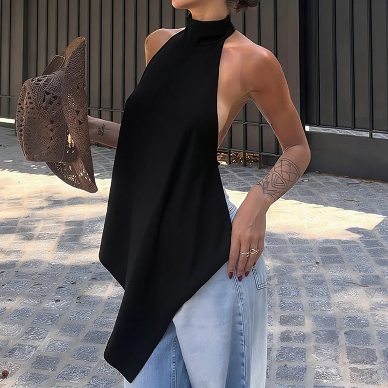 ZEYA - Ava Backless Halter Silk Top