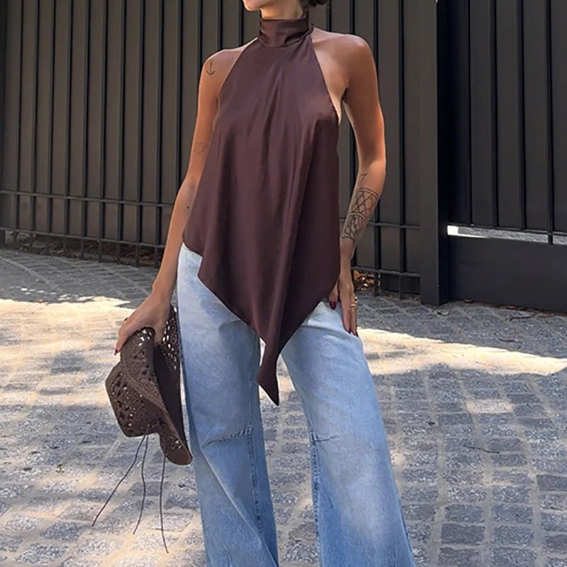 ZEYA - Ava Backless Halter Silk Top