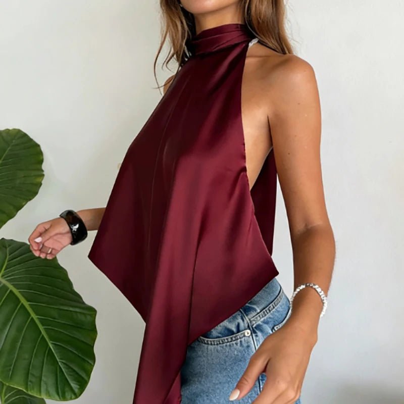 ZEYA - Ava Backless Halter Silk Top