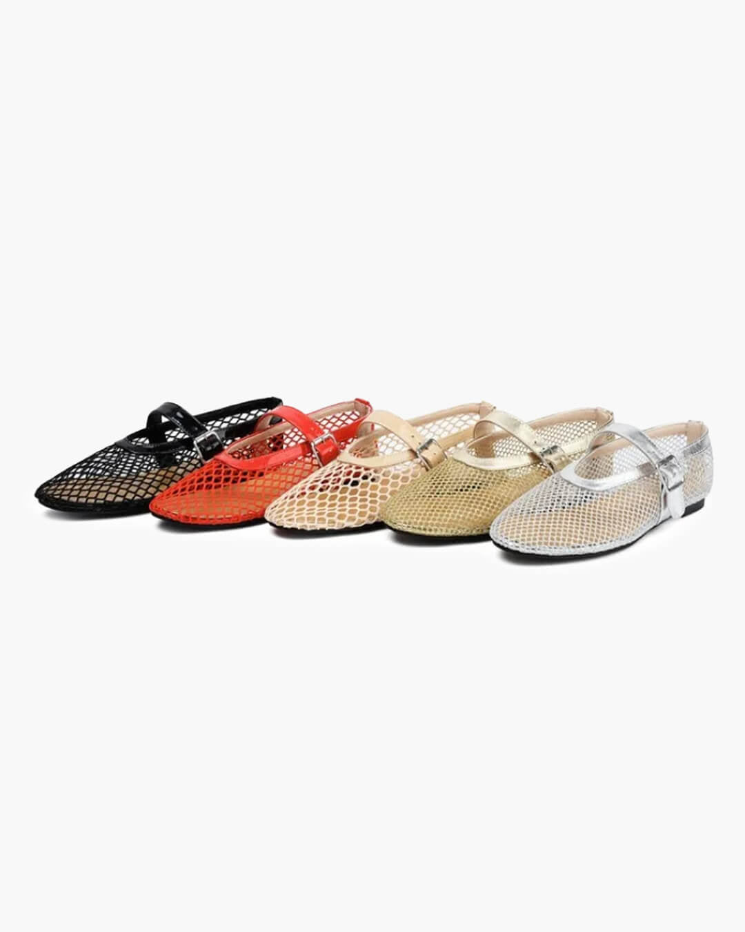 ZEYA - Beatrice Buckled Mesh Ballet Flats