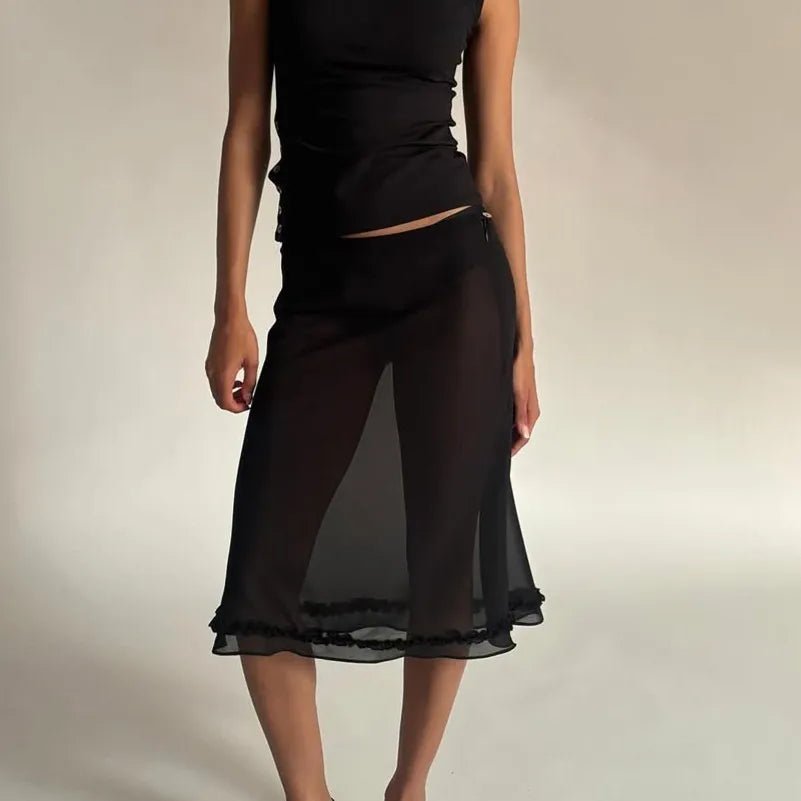 ZEYA - Bianca Sheer Mesh Midi Skirt