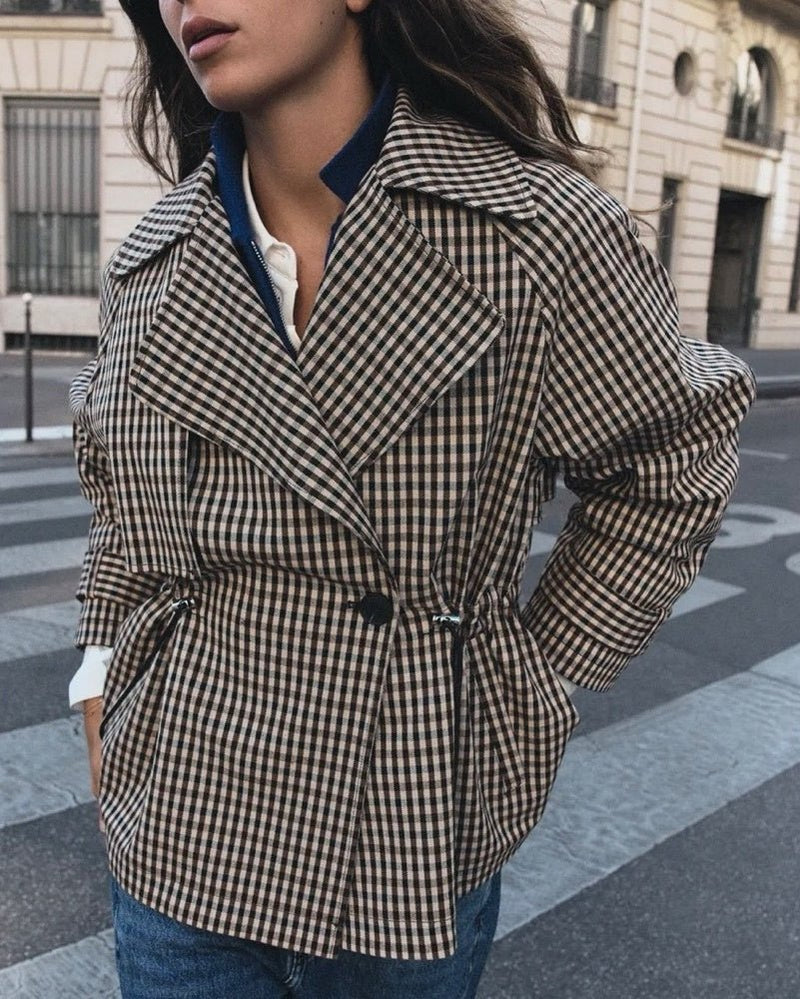 ZEYA - Billie Drawstring Gingham Short Trench