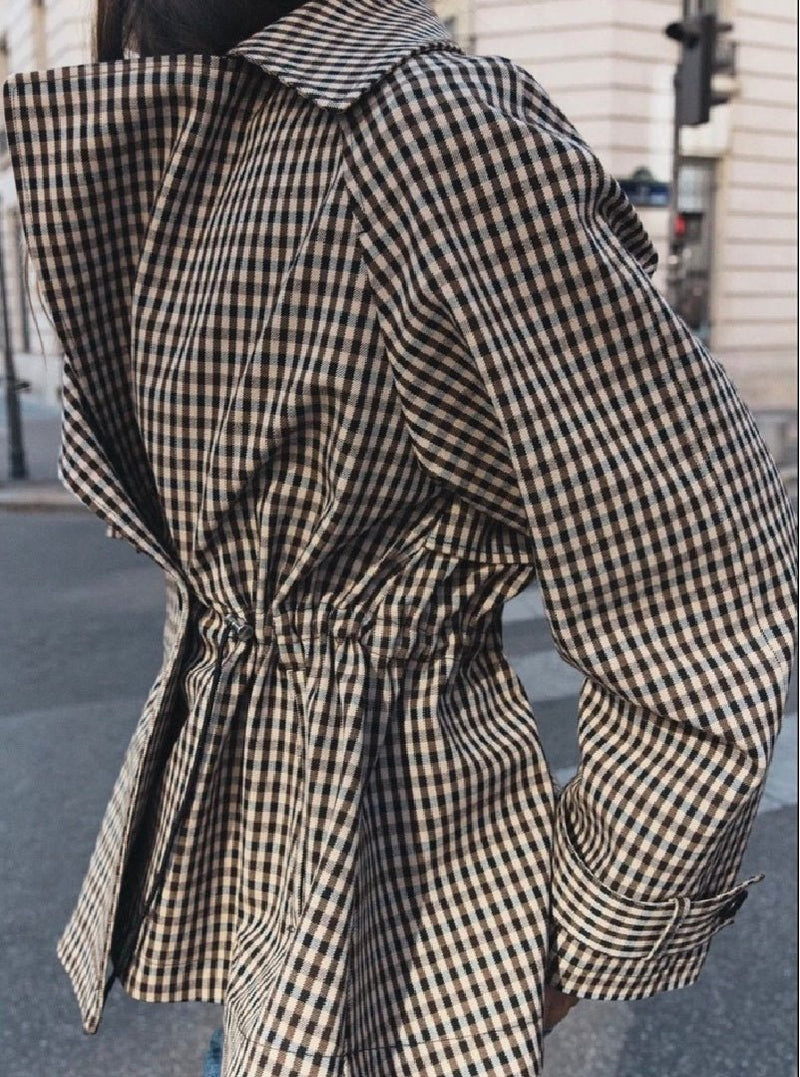 ZEYA - Billie Drawstring Gingham Short Trench