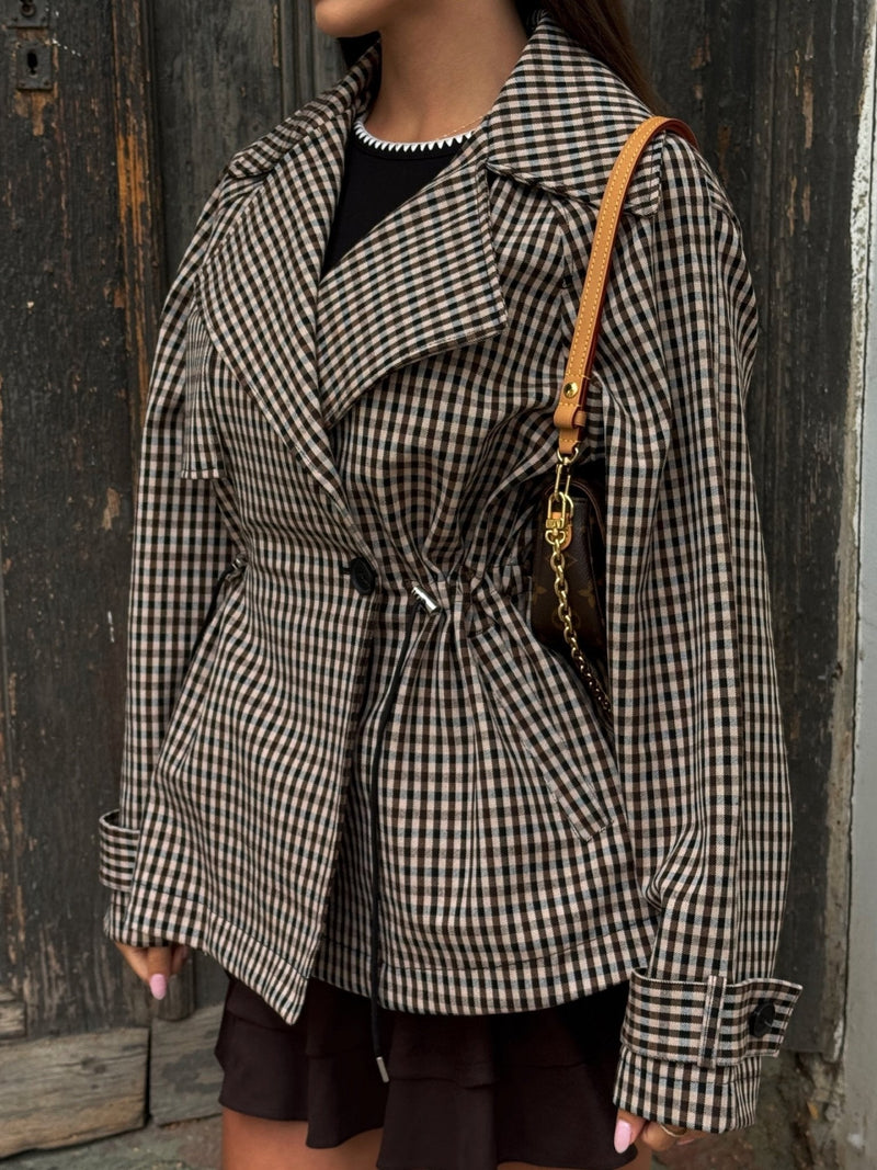 ZEYA - Billie Drawstring Gingham Short Trench
