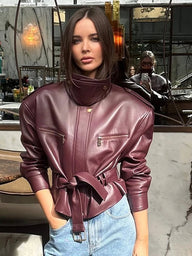 Brooklyn Belted Faux Leather Jacket