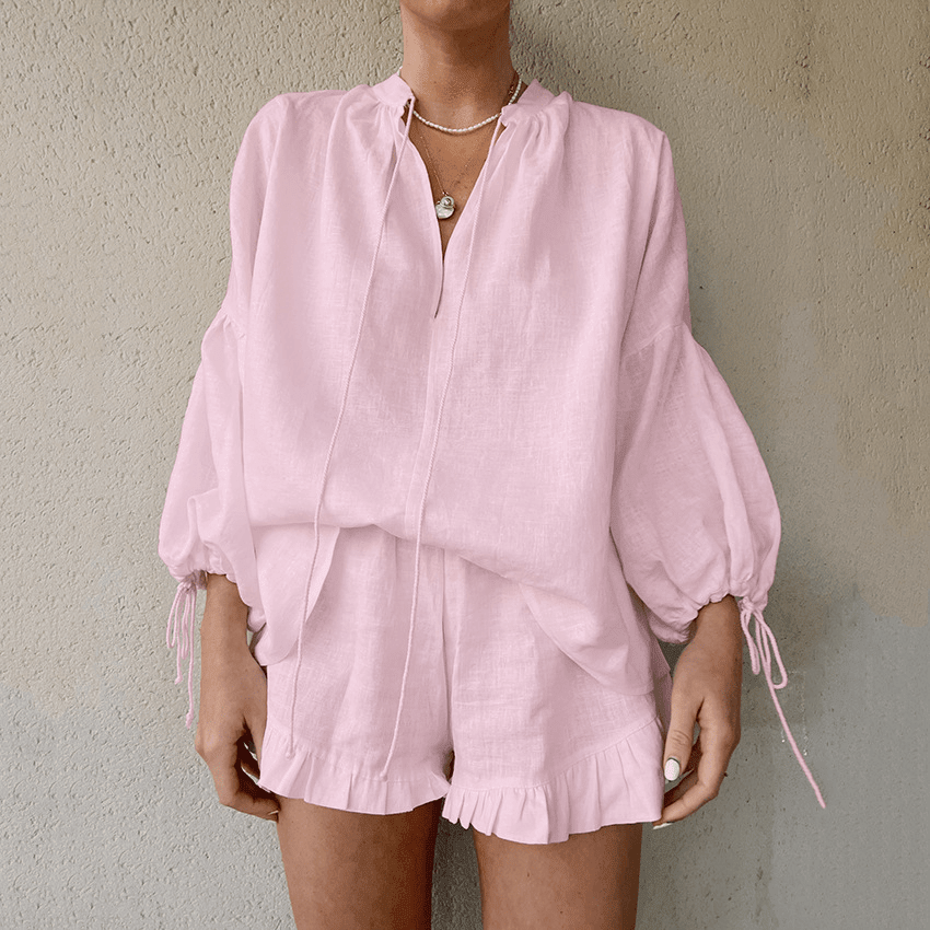 ZEYA - Celeste Linen Two - Piece Set with Bell Sleeves