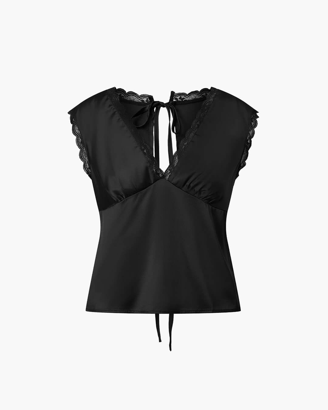 ZEYA - Cheska Deep Neck Satin Top