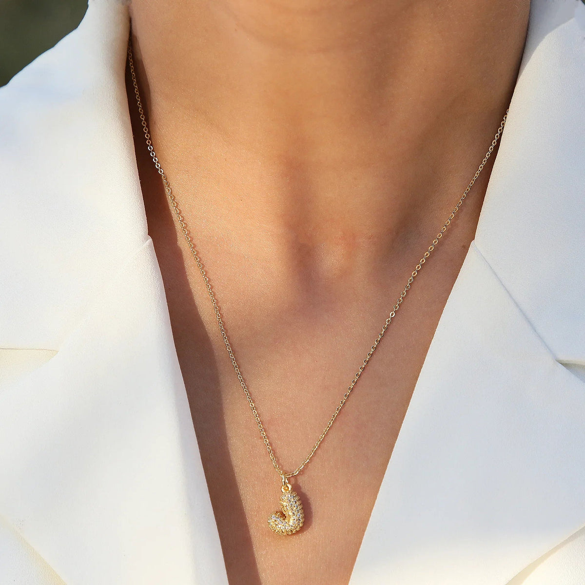 ZEYA - Claire Small Bubble Initial Necklace