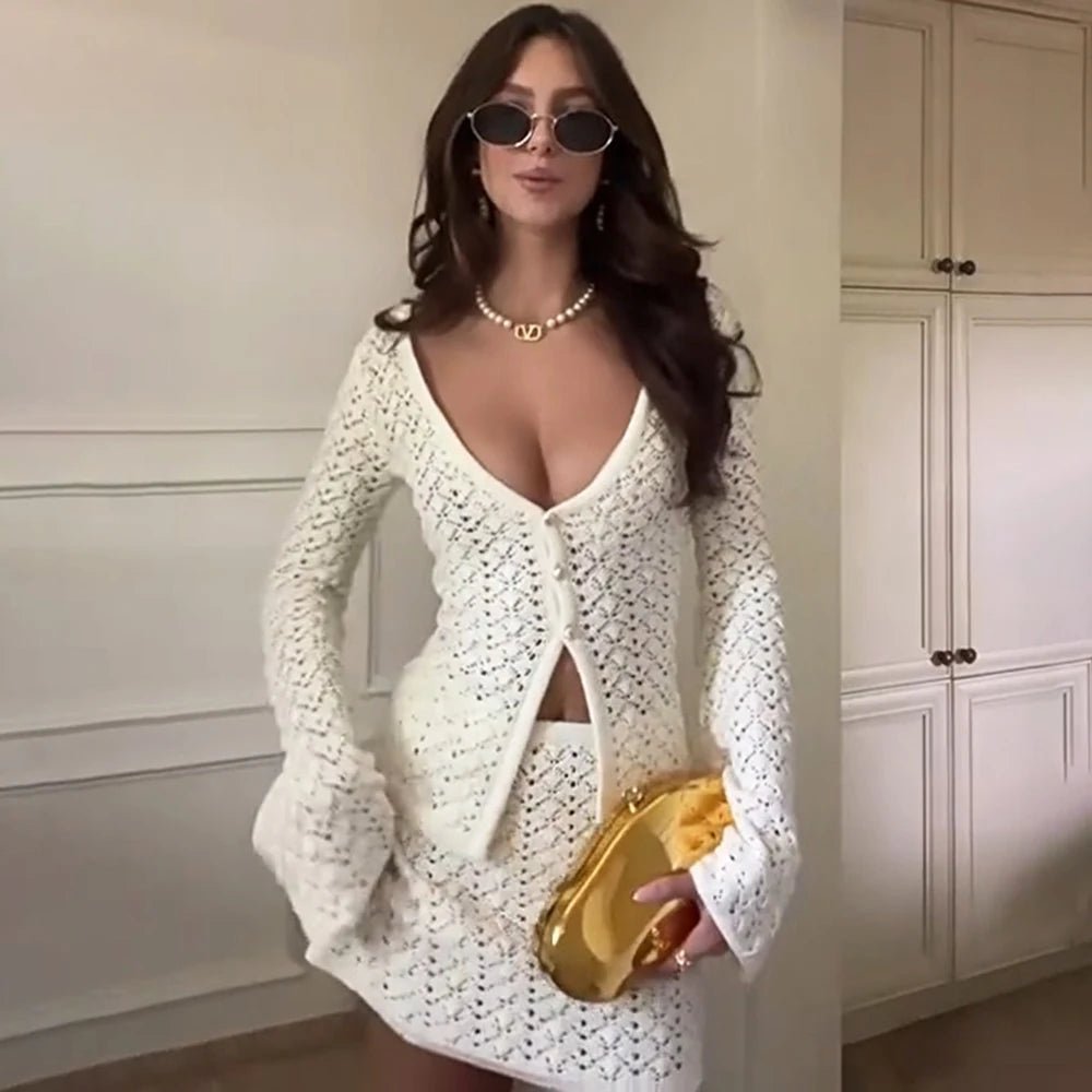 ZEYA - Cordelia Knitted Cardigan Skirt Set