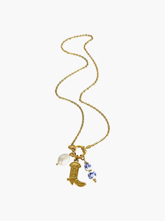 ZEYA - Cristy Pendant Necklace - 316L Stainless Steel Shoe Shape with Freshwater Pearl for Women