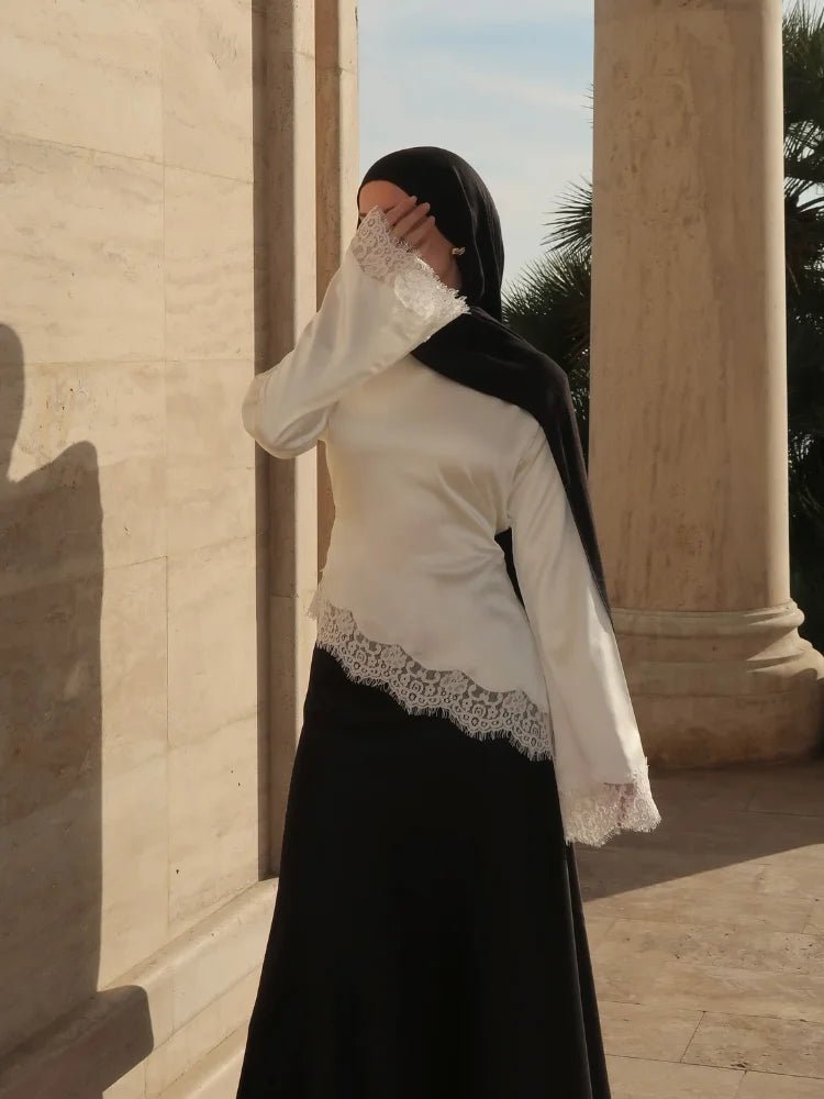 ZEYA - Danica Lace Satin Long Sleeve Top