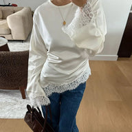 Danica Lace Satin Long Sleeve Top