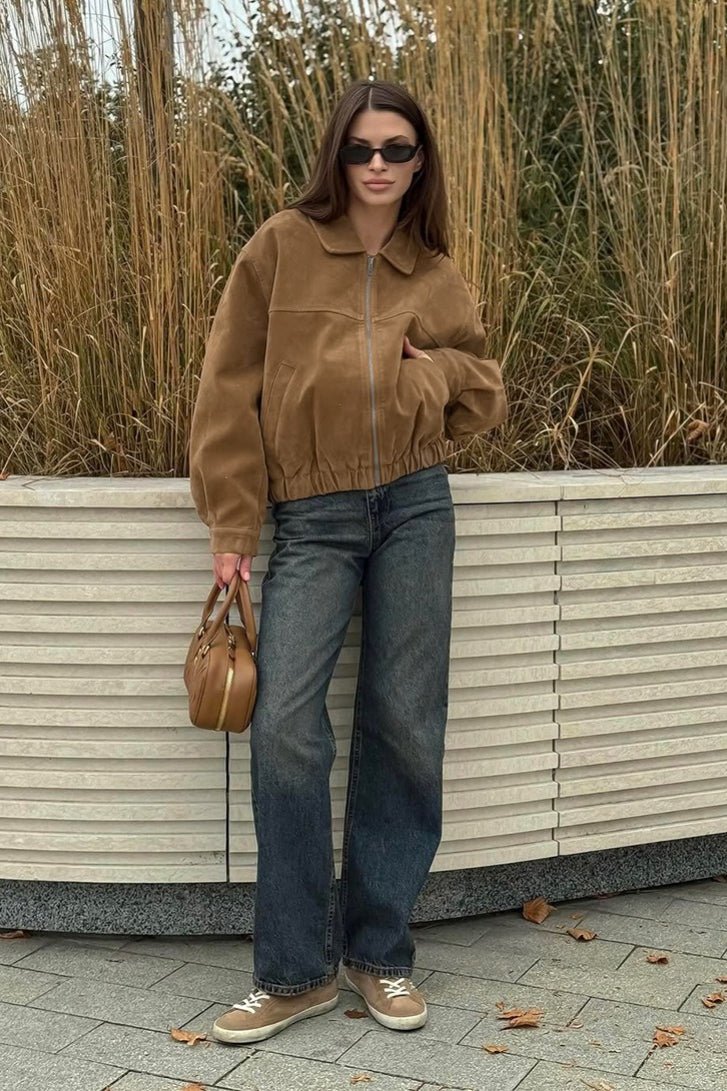 ZEYA - Daniela Suede Zip-Up Bomber Jacket