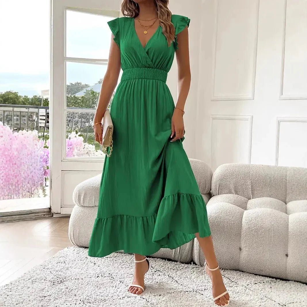 ZEYA - Delfina V-Neck Ruffle Swing Dress