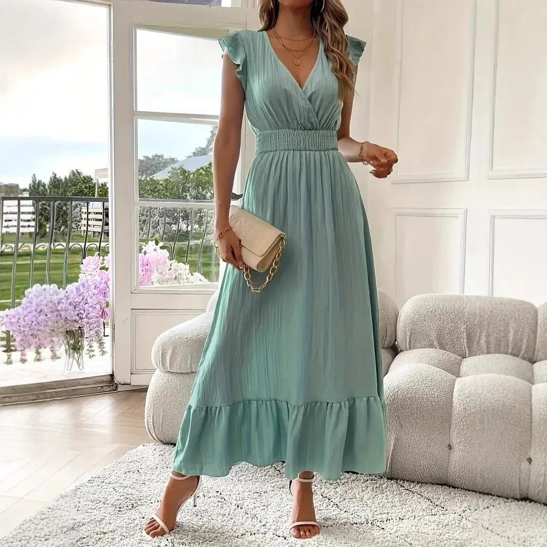 ZEYA - Delfina V-Neck Ruffle Swing Dress