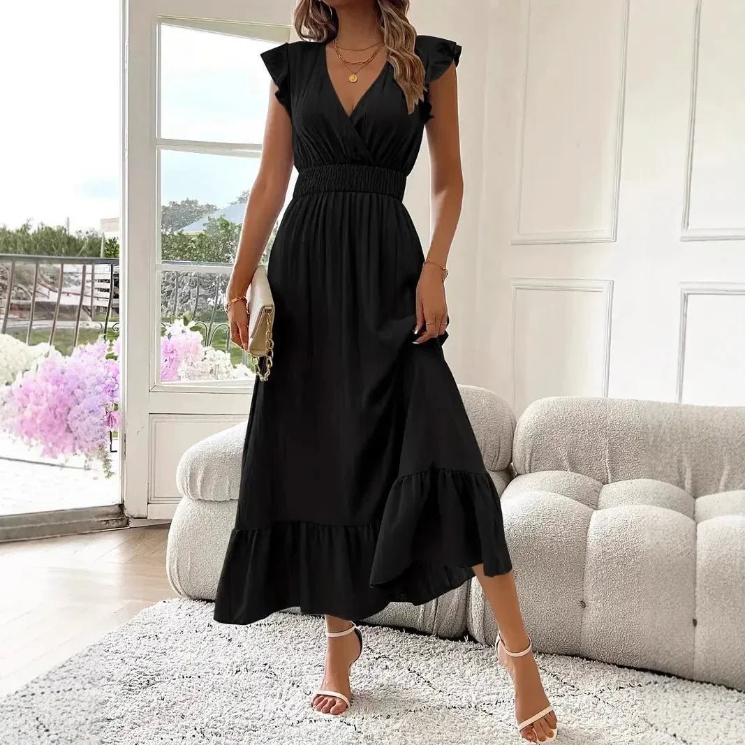 ZEYA - Delfina V-Neck Ruffle Swing Dress
