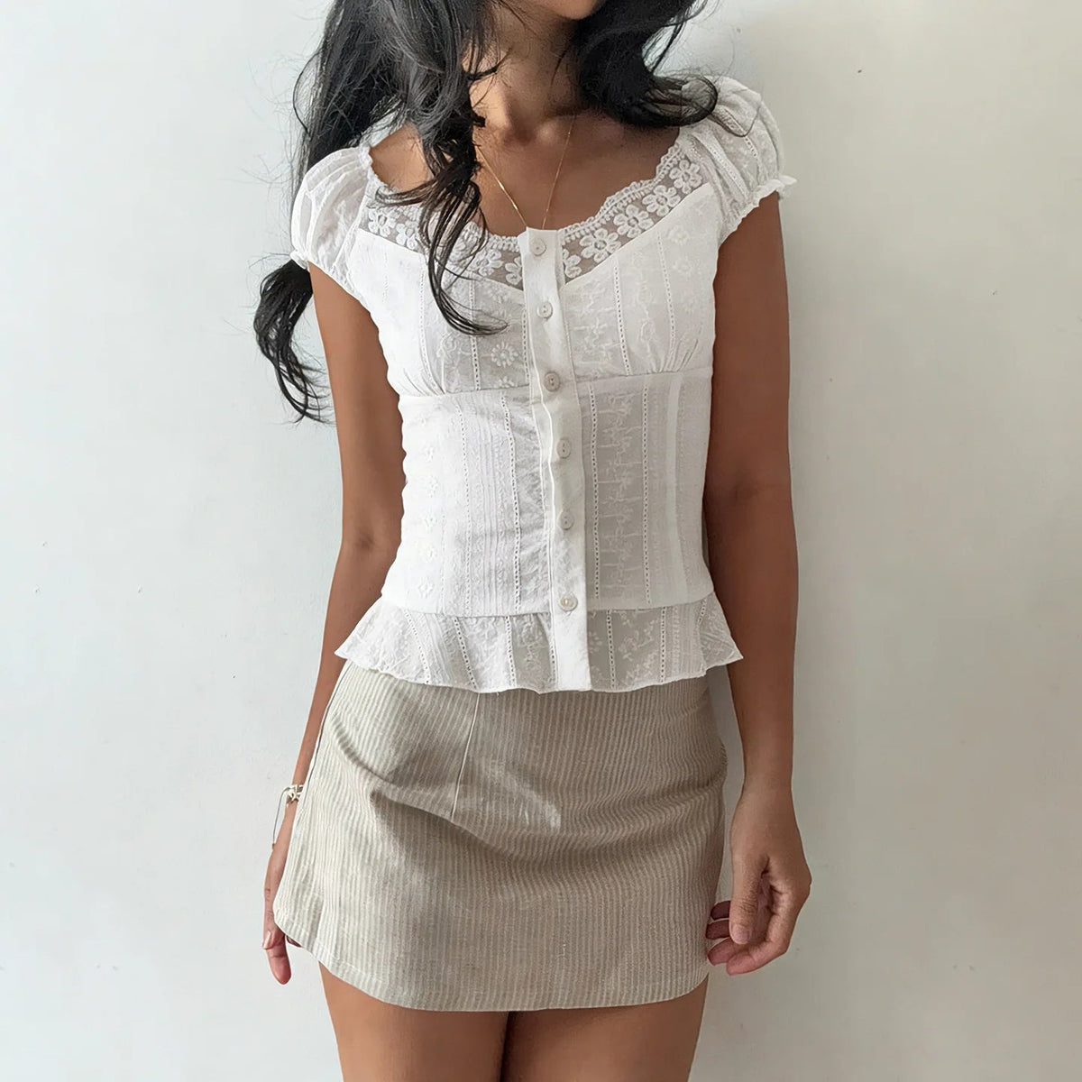 ZEYA - Diandra French Lace Puff Sleeve Blouse