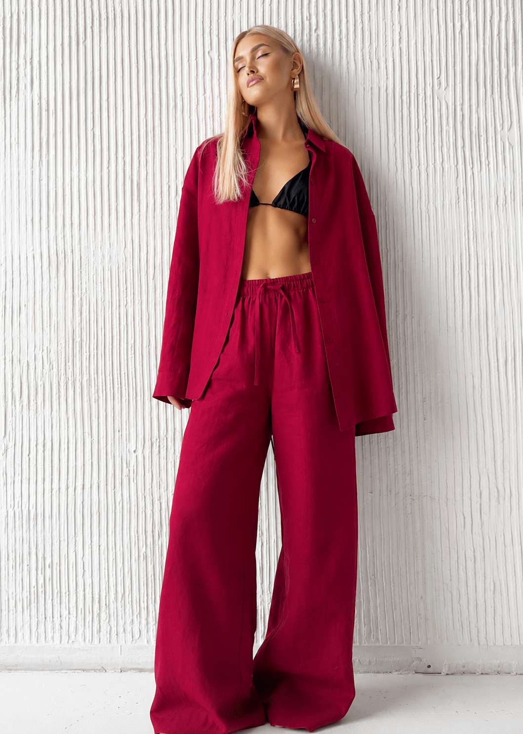 ZEYA - Elena Relaxed Cotton Shirt & Wide-Leg Pants Set