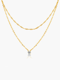Elora Double Layer Zirconia Pendant Necklace